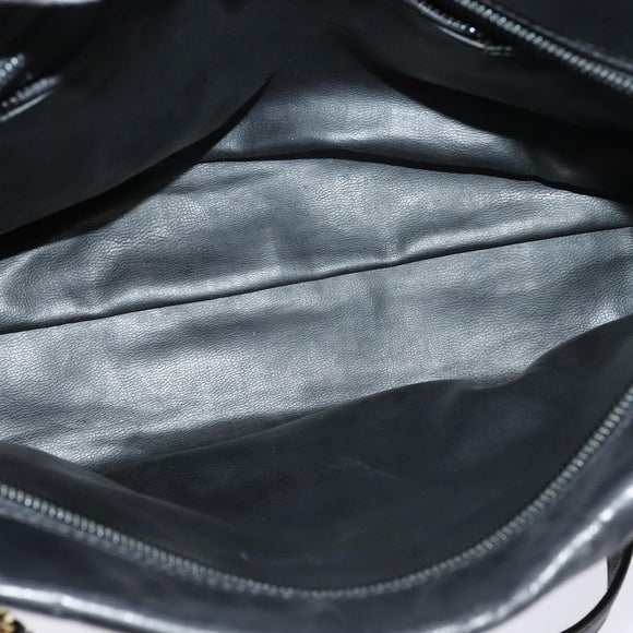 BALLY Shoulder Bag Leather Black Gold Auth BA2507