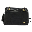 BALLY Shoulder Bag Leather Black Gold Auth BA2507-13