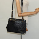 BALLY Shoulder Bag Leather Black Gold Auth BA2507-22