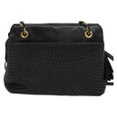 BALLY Shoulder Bag Leather Black Gold Auth BA2507-2