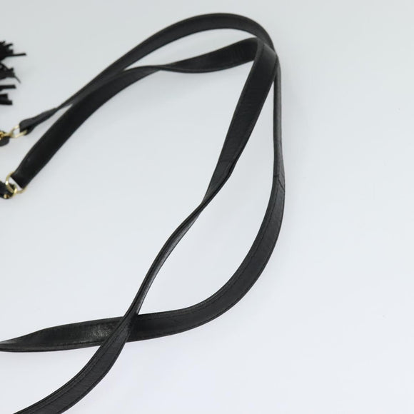 BALLY Shoulder Bag Leather Black Gold Auth BA2507