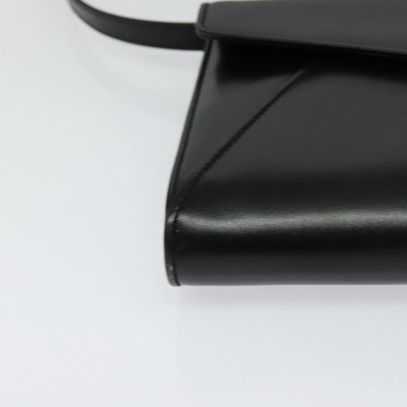 BALLY Shoulder Bag Leather Black Gold Auth BA2510