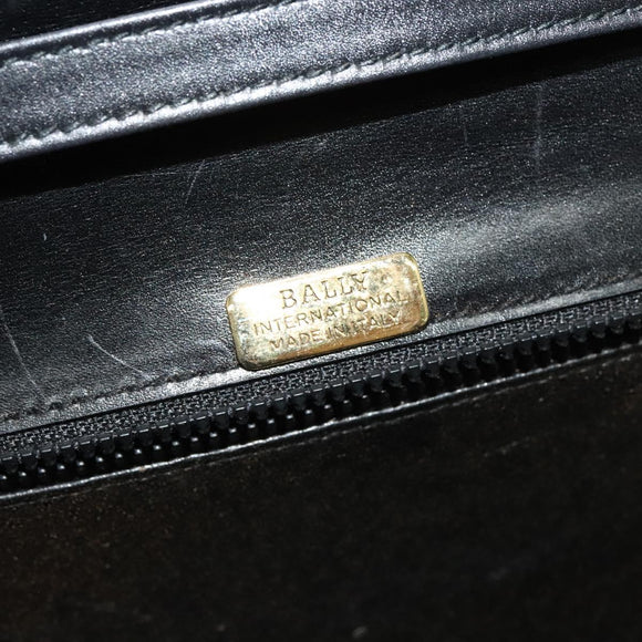 BALLY Shoulder Bag Leather Black Gold Auth BA2510