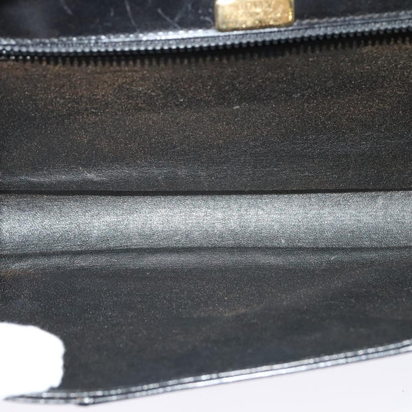 BALLY Shoulder Bag Leather Black Gold Auth BA2510