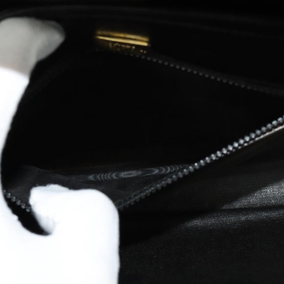 BALLY Shoulder Bag Leather Black Gold Auth BA2510