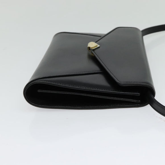 BALLY Shoulder Bag Leather Black Gold Auth BA2510