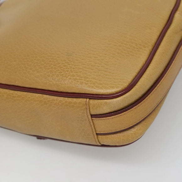 CARTIER Shoulder Bag Leather Yellow Gold Auth BA2511