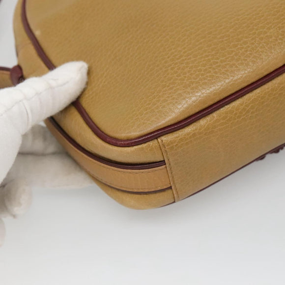 CARTIER Shoulder Bag Leather Yellow Gold Auth BA2511