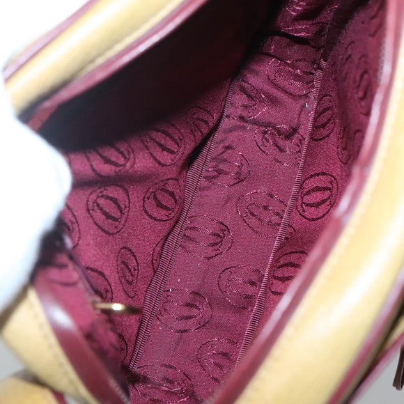 CARTIER Shoulder Bag Leather Yellow Gold Auth BA2511