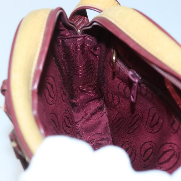 CARTIER Shoulder Bag Leather Yellow Gold Auth BA2511