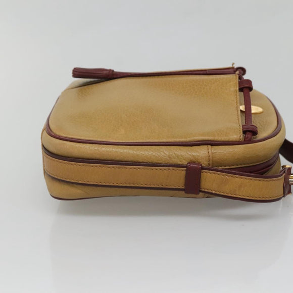 CARTIER Shoulder Bag Leather Yellow Gold Auth BA2511