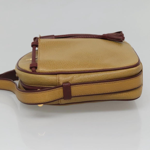 CARTIER Shoulder Bag Leather Yellow Gold Auth BA2511