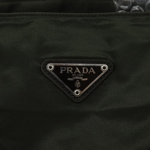PRADA Shoulder Bag Nylon Green Silver Auth BA2512