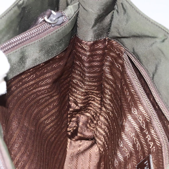 PRADA Shoulder Bag Nylon Green Silver Auth BA2512