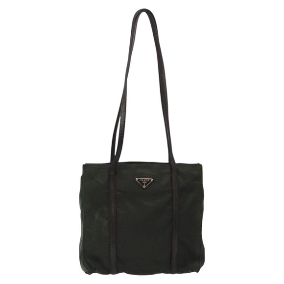 PRADA Shoulder Bag Nylon Green Silver Auth BA2512