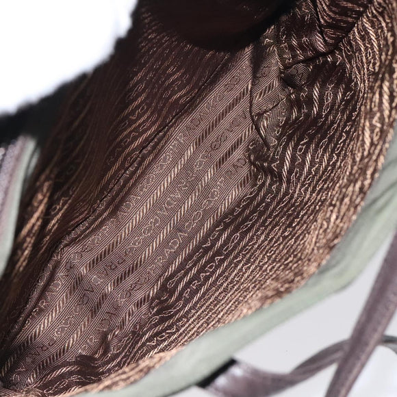 PRADA Shoulder Bag Nylon Green Silver Auth BA2512