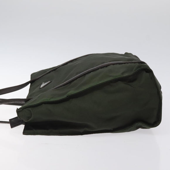 PRADA Shoulder Bag Nylon Green Silver Auth BA2512