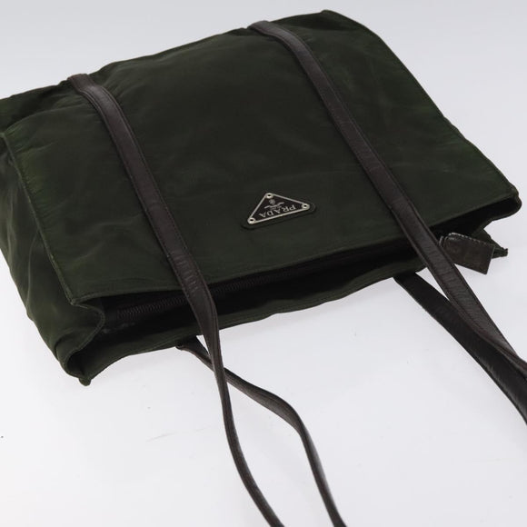 PRADA Shoulder Bag Nylon Green Silver Auth BA2512