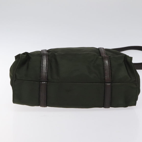 PRADA Shoulder Bag Nylon Green Silver Auth BA2512