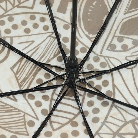 CHANEL Folding Umbrella Nylon White Black CC Auth BA2522