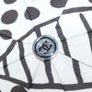 CHANEL Folding Umbrella Nylon White Black CC Auth BA2522-5