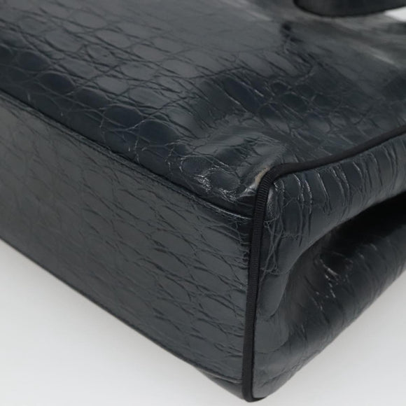 Salvatore Ferragamo Shoulder Bag Leather Navy Gold Auth BA2523