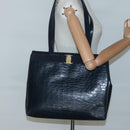 Salvatore Ferragamo Shoulder Bag Leather Navy Gold Auth BA2523-19