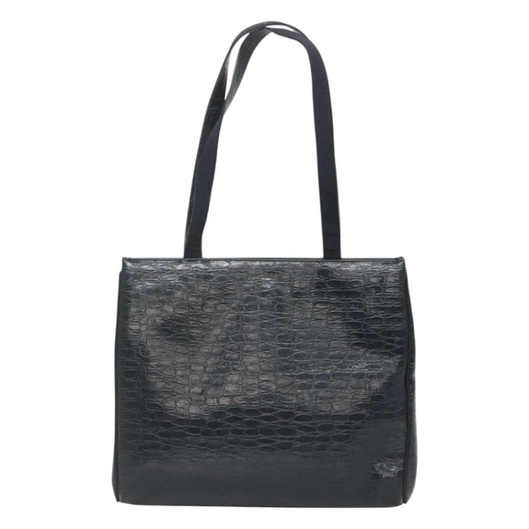 Salvatore Ferragamo Shoulder Bag Leather Navy Gold Auth BA2523