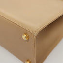 Salvatore Ferragamo Hand Bag Leather Beige Gold Auth BA2524-14