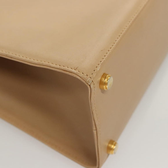 Salvatore Ferragamo Hand Bag Leather Beige Gold Auth BA2524