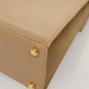 Salvatore Ferragamo Hand Bag Leather Beige Gold Auth BA2524-16