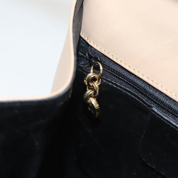 Salvatore Ferragamo Hand Bag Leather Beige Gold Auth BA2524