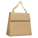 Salvatore Ferragamo Hand Bag Leather Beige Gold Auth BA2524-1