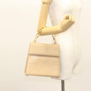 Salvatore Ferragamo Hand Bag Leather Beige Gold Auth BA2524-21
