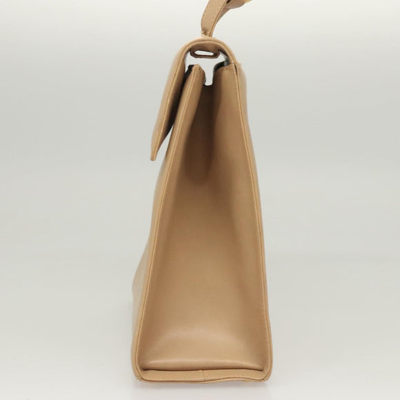 Salvatore Ferragamo Hand Bag Leather Beige Gold Auth BA2524