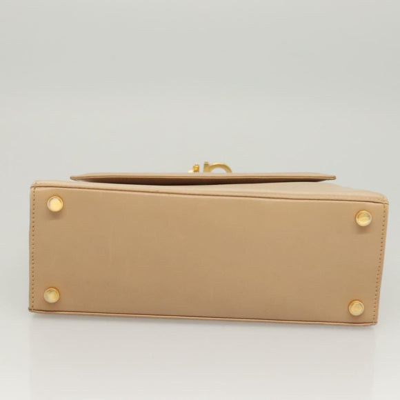 Salvatore Ferragamo Hand Bag Leather Beige Gold Auth BA2524