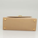 Salvatore Ferragamo Hand Bag Leather Beige Gold Auth BA2524-5