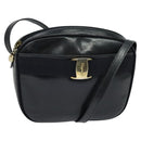 Salvatore Ferragamo Shoulder Bag Leather Navy Gold Auth BA2525-1
