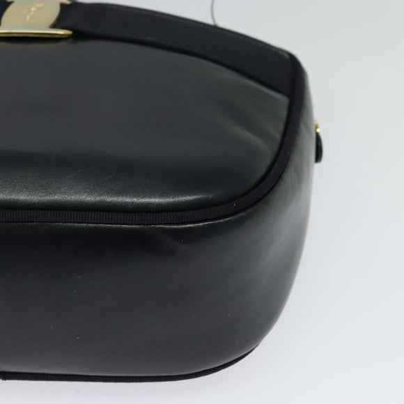 Salvatore Ferragamo Shoulder Bag Leather Navy Gold Auth BA2525