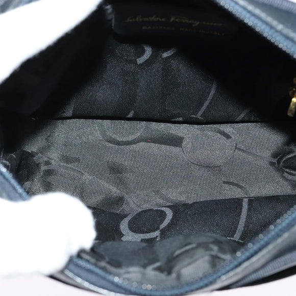 Salvatore Ferragamo Shoulder Bag Leather Navy Gold Auth BA2525