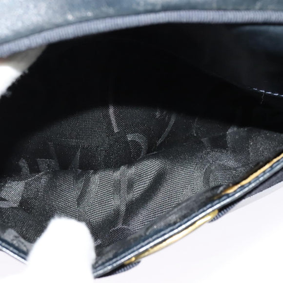 Salvatore Ferragamo Shoulder Bag Leather Navy Gold Auth BA2525