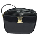 Salvatore Ferragamo Shoulder Bag Leather Navy Gold Auth BA2525-2