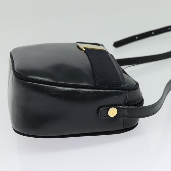 Salvatore Ferragamo Shoulder Bag Leather Navy Gold Auth BA2525