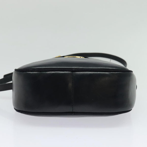 Salvatore Ferragamo Shoulder Bag Leather Navy Gold Auth BA2525