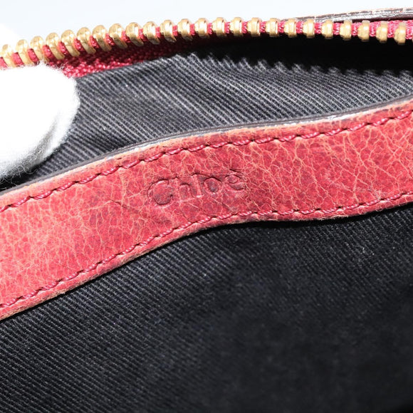 Chloe Etel Hand Bag Leather 2way Red Gold Auth BA2528