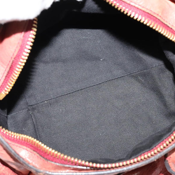 Chloe Etel Hand Bag Leather 2way Red Gold Auth BA2528