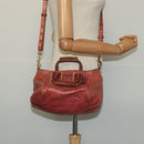 Chloe Etel Hand Bag Leather 2way Red Gold Auth BA2528-22