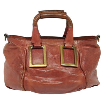 Chloe Etel Hand Bag Leather 2way Red Gold Auth BA2528 - 0
