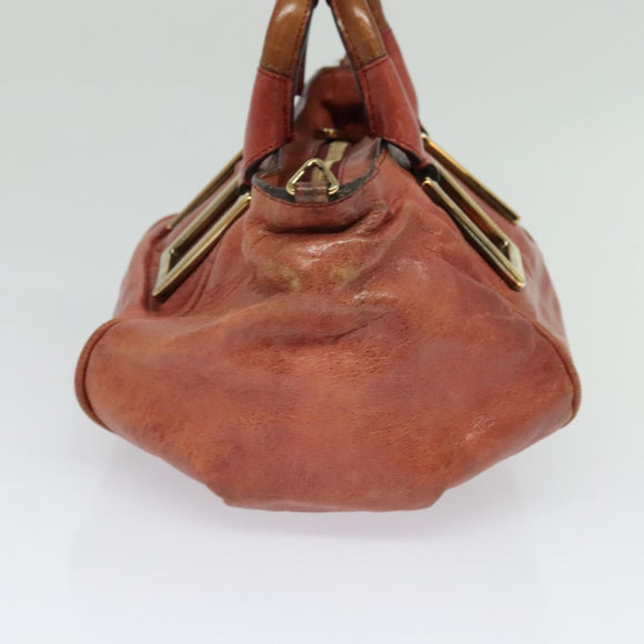 Chloe Etel Hand Bag Leather 2way Red Gold Auth BA2528