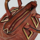 Chloe Etel Hand Bag Leather 2way Red Gold Auth BA2528-6